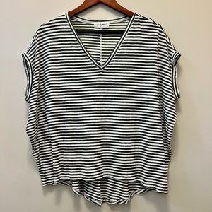 CJLA Striped Dolman Top Sz XS Green & White